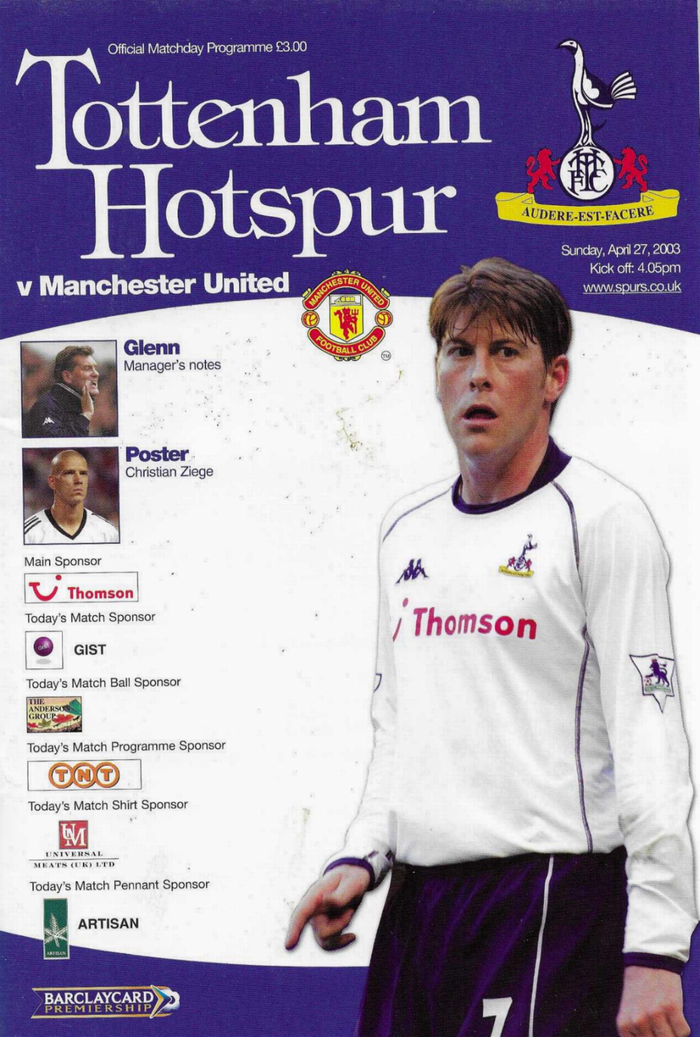 TOTTENHAM HOTSPUR v MAN UTD 2002/03